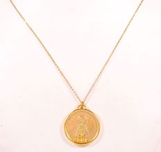 Spiritual Jain Mahaveer Medallion Necklace in Brass with 22k Gold Plating